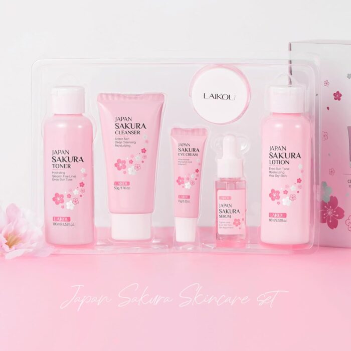 LAIKOU Sakura Skincare Set - 6 PCS Hydrating and Revitalizing Skincare Gift Set for Women, Teens, Moms & Daughters - Deep Cleansing, Anti-Aging, Nourishing, Even Skin Tone Treatment - Image 7