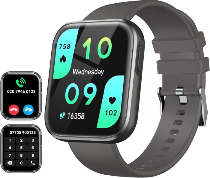 Smart Watch(Call Receive/Dial) for Men Women, 1.96″ Fitness Tracker Watch with Heart Rate/SpO2/Sleep Monitor Pedometer Calories, 120+ Sports Modes, IP67 Waterproof Smartwatch for Android iOS Phones…