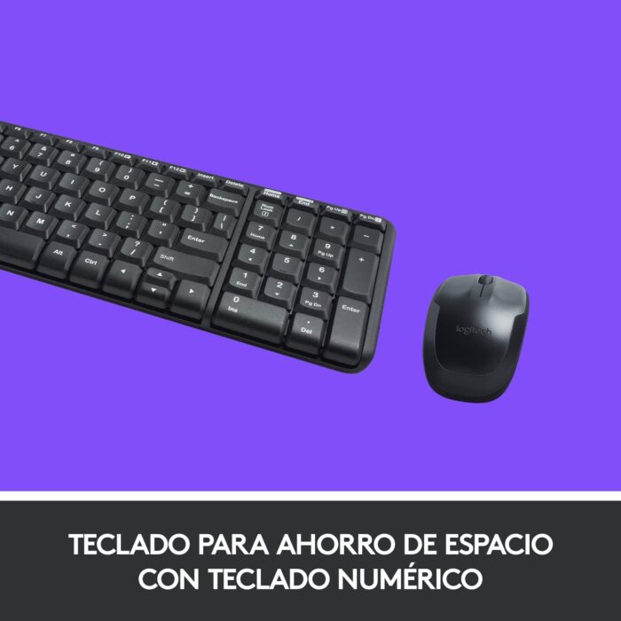 Logitech MK220 Wireless Compact Keyboard and Mouse Combo for Windows, 24 Month Battery, Compatible with PC, Laptop - Black - Image 3