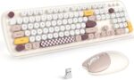 BIGTHREE Wireless Keyboard and Mouse Combo, 104 Keys Full-Sized 2.4G Retro Typewriter Computer Keyboard and 3 Level Adjustable Wireless Mouse, for Mac, Windows 7/8/10, Laptop, Desktop, PC, Computer