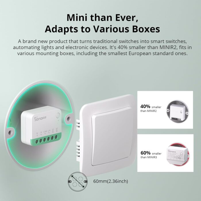 SONOFF MINIR4M Matter Smart Switch, 2 Way Smart Switch, WiFi Wall Switch, Support Matter Protocol, Voice Control 4 Piece Compatible with Alexa/Google Home/Home Assistant, 2400W/10A - 4 PCS - Image 6