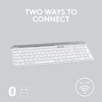 Logitech K580 Slim Multi-Device Wireless Keyboard - Bluetooth/Receiver, Compact, Easy Switch, 24 Month Battery, Win/Mac, Desktop, Tablet,Smartphone, Laptop Compatible, English+Arabic Keyboard - White - Image 5