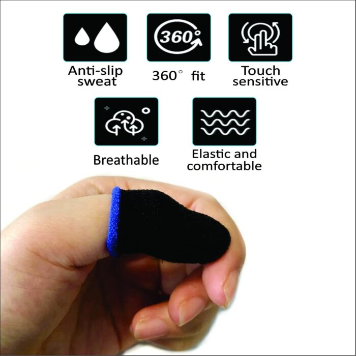 GENDA PUBG Mobile Phone Finger Sleeves for Gaming | Anti-Sweat Breathable Finger Sleeve Gloves for Gaming | Thumb Sleeves Mobile Gaming | Gamer Gloves | Pack of 10 (Blue) - Image 4