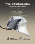ProtoArc Ergonomic Mouse, EM11 NL Wireless Vertical Mouse, Ergo Mouse with Multi-Device, USB-C Rechargeable Mice for Windows, Mac OS, PC/Notebook/Laptop,White - Image 2