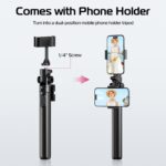 ULANZI MT-70 Extendable Tripod, 63" Selfie Stick Vlog Tripod Stand with 2 Phone Clips, 360 Rotate Dual Camera Holder for iPhone, Sony, Canon, GoPro, Lightweight for Travel, Black - Image 2