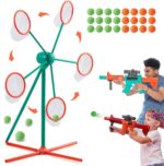 ECVV Shooting Game for Boys Kids 6 7 8 9 10 11 12+ Year Old- Outdoor & Indoor Big Windmill Target for Shooting Target Practice with 2 Toy Gun & 24 Foam Balls
