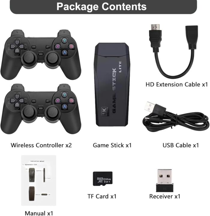 Mr.Twinklelight Newest Wireless Retro Game Console Stick, 4K HDMI Output & Dual 2.4G Wireless Controllers with 20000+ Games, Plug & Play Video Game Console,Ideal Gift for Gamers of All Age (64GB) - Image 3