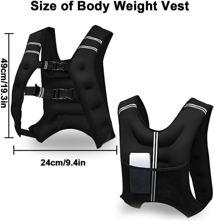 Sport Weighted Vest 10kg Body Weight Training Vest, Strength Exercise Vest Weight Jacket with Reflective Stripe Adjustable Strap, Workout Equipment for Fitness Boxing Run Gym Muscle Building Men Women - Image 6