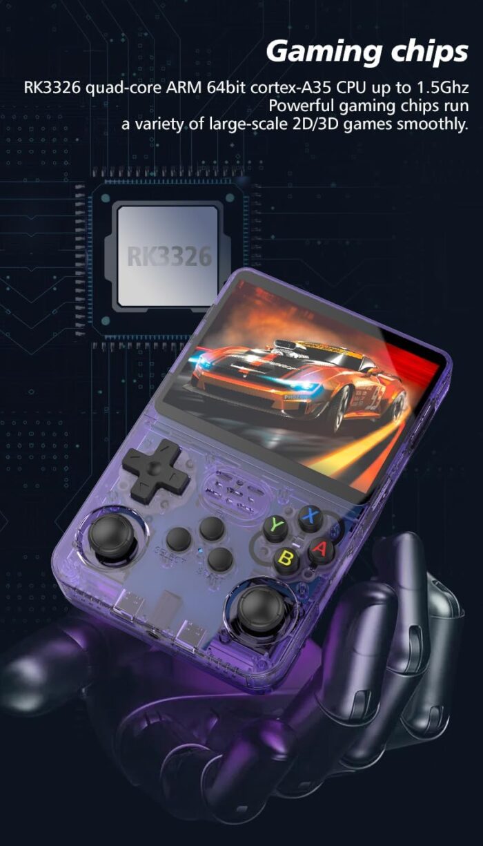 QuantumG - R36S Retro Handheld Game Console with 3.5 Inch IPS HD Display, Linux System, 1000 Inbuilt Games, 64GB Game Card – Compact Pocket Video Game (Black) - Image 7