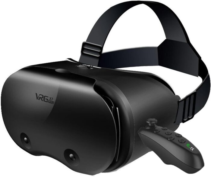3D VR Headset for iPhone & Android, Adjustable Virtual Reality Glasses with Controller, Compatible with 5.0″-7.0″ Phones, HD Anti-Blue Lenses, Comfortable PU Leather – Ideal for Movies & Mobile Games