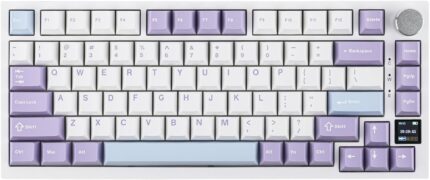 EPOMAKER Ajazz AK820 Pro 75% Gasket-mounted Mechanical Keyboard with TFT Screen, 3 Modes(Bluetooth 5.1/2.4G Wireless & Type-C Wired), Sound Dampening Foams (White Purple, Ajazz Flying Fish Switch)