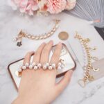 Beaded Cell Phone Chain Charms, Pearl Phone Chain Decoration, Lanyard Heart Moon Beaded Phone Charm Strap Crystal Rhinestone Diamond Gold Chain Universal Mobile Phone Finger Strap for Women(3Pcs) - Image 8