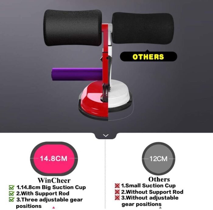 Adjustable Sit Up Bar, Sit-up Floor Bar Self-Suction with 3 Gear Positions Abdominal Muscle Training Body Stretching Fitness Equipment for Home Work Travel - Image 5