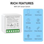 4 Pack Mini Smart Relay Switch Module Compatible With Tuya App, Alexa and Google Home - DIY WLAN Smart Life Switch, Neutral Conductor Required - Image 3