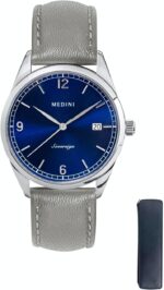 MEDINI Sovereign Blue - AR-Coated Sapphire Crystal Glass, Ivory Strap, and Blue Cover