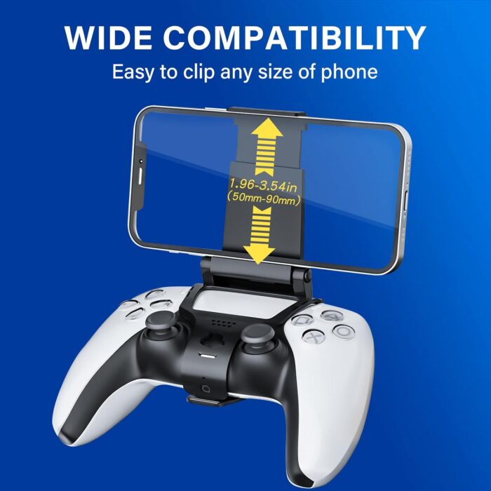 Gepicest PS5 Controller Phone Mount Holder for iPhone Android, 2 Pack PS5 Remote Play Backbone Clip Compatible with Playstation 5 Dualsense Gaming Controller with Adjustatble Switch Black - Image 4