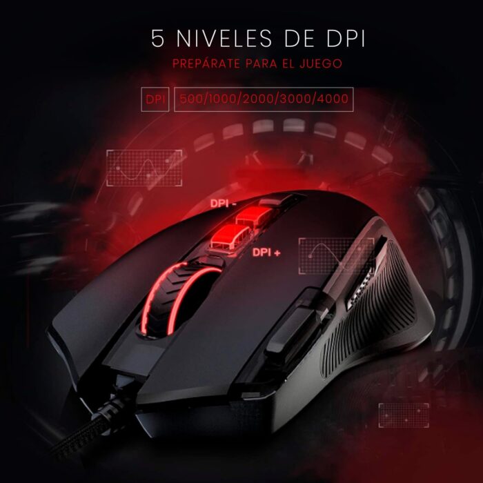 Redragon M612 Predator RGB Gaming Mouse, 8000 DPI Wired Optical Gamer Mouse with 11 Programmable Buttons & 5 Backlit Modes, Software Supports DIY Keybinds Rapid Fire Button - Black - Image 3