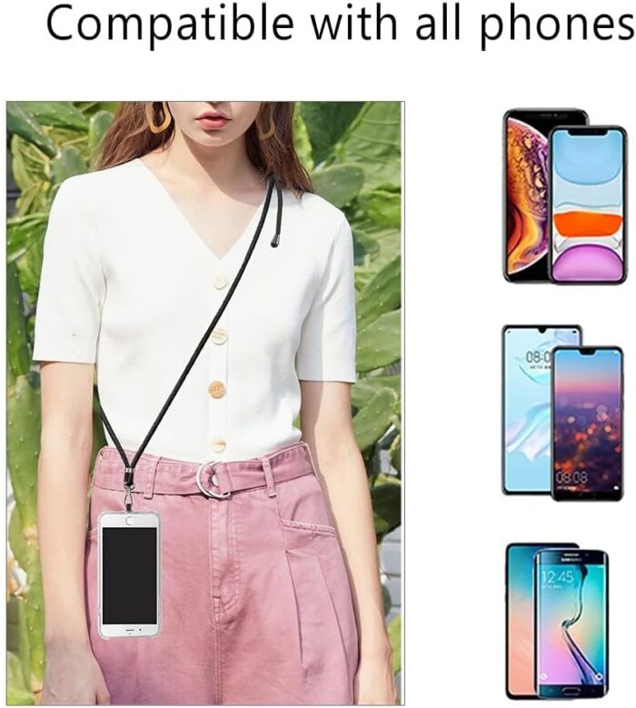Mobile phone lanyard, universal mobile phone lanyard, with adjustable nylon neck strap, mobile phone tether belt, compatible with most smartphones, (Not including phone case)(Black) - Image 4