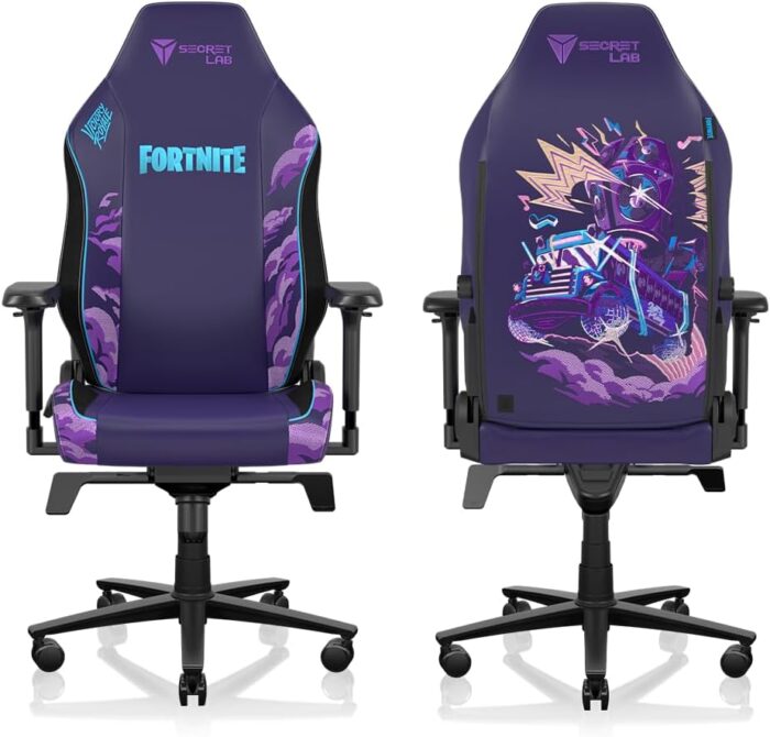 Secretlab Titan Evo Fortnite Battle Bus Gaming Chair - Reclining, Ergonomic, Comfortable Computer Chair with 4D Armrests, Headrest & Lumbar Support - Regular - Purple/Blue - Leatherette - Image 2