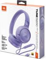 JBL Tune 520C USB-C Wired Headphones – Hi-Res Audio, Pure Bass Sound, 3-Button Remote, Padded On-Ear Design – Purple - Image 10