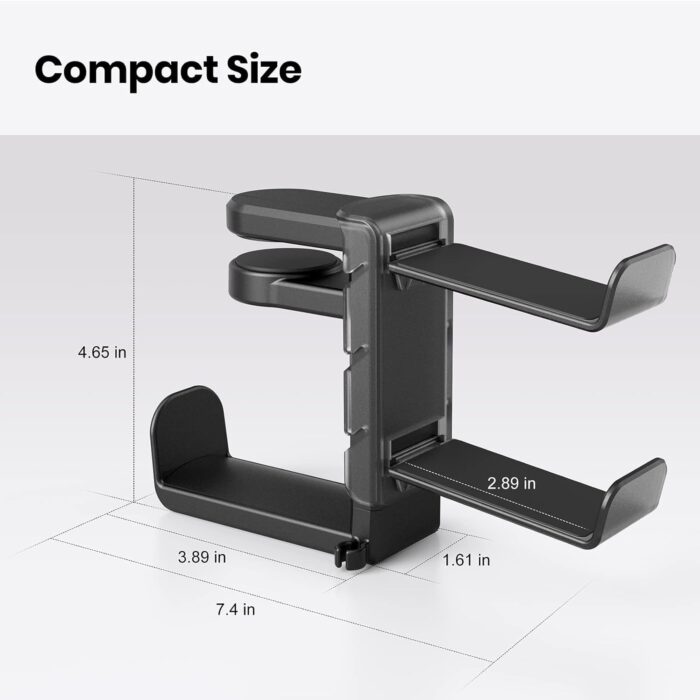 PAIFIEVD 3-in-1 Headphone Stand Holder,Headset Holder with Adjustable Clamp& Rotating Arm,Universal PC Gaming Accessory Headset Stand - Image 7