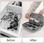 Electronic Digital Accessories Organizer, Waterproof Double-Layer Travel Storage Pouch for Cables, Chargers, Flash Drives, SD Cards, Power Banks, and Mini Tablets – Universal Carrying Case (Grey) - Image 3