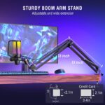 FIFINE Gaming PC USB Microphone, Podcast Condenser Mic with Boom Arm, Pop Filter, Mute Button for Streaming, Twitch, Online Chat, RGB Computer Mic for PC Gamer Youtuber-AmpliGame A6T - Image 8