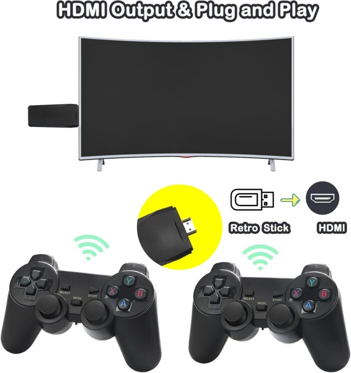 Anyando Wireless Retro Game Console, Plug and Play Video Game Stick Built in 10000+ Games,9 Classic Emulators, 4K High Definition HDMI Output for TV with Dual 2.4G Wireless Controllers - Image 4