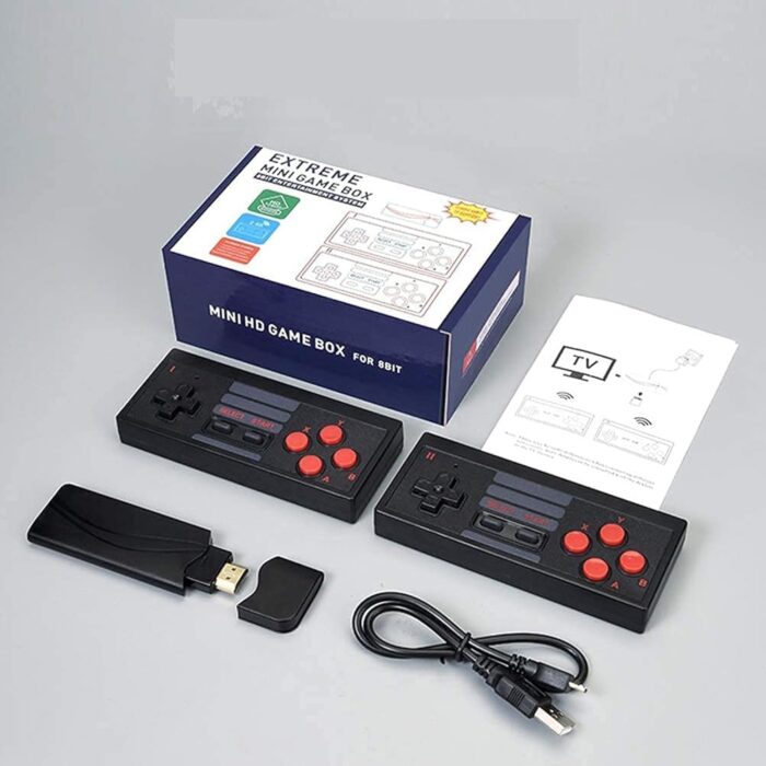 GSH Plug & Play Wireless Video Game for Kids (8 bit Retro Built-in Games) for up to 2 Players-Multi Color
