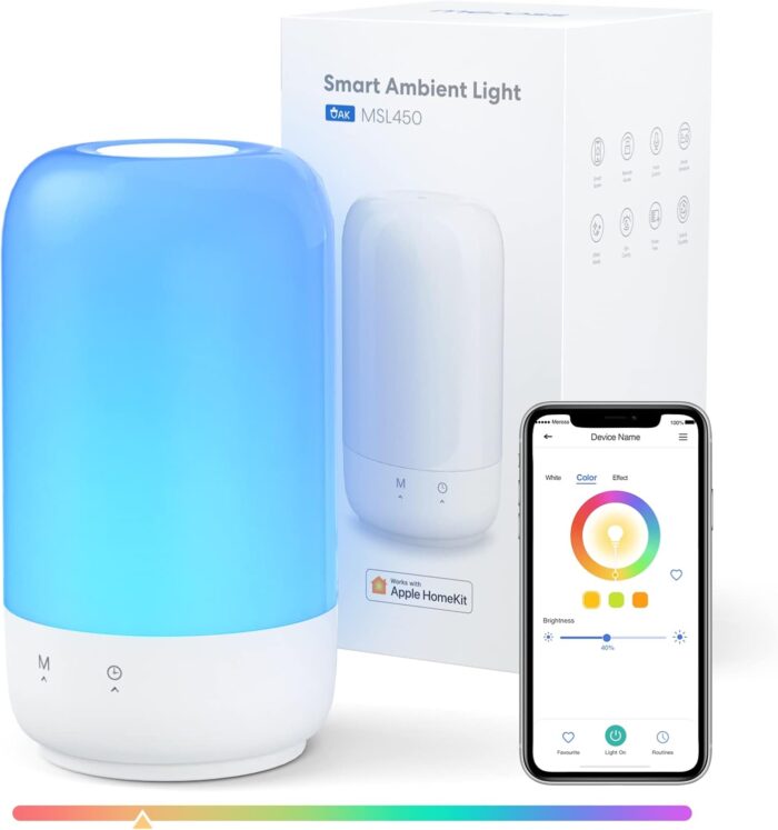meross Smart Lamp, Wi-Fi Table Lamp Compatible with Apple HomeKit Alexa Google Home, Bedside Touch Lamp RGBWW Colour Voice Remote app Control (2.4GHz Wi-Fi Only), 1 Count (Pack of 1)