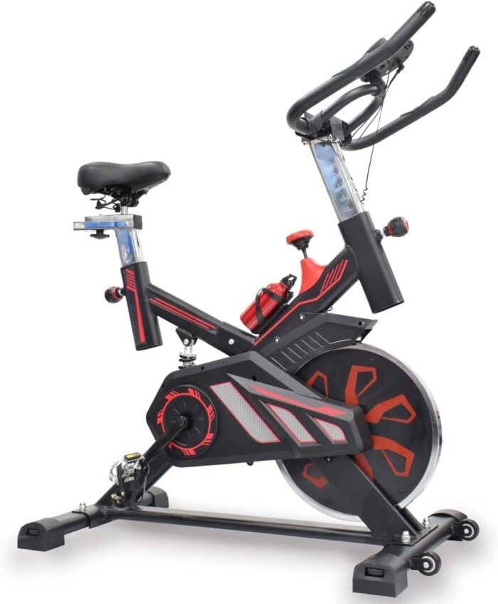 SKY LAND Indoor Spin Bike – Adjustable Stationary Exercise Bike with 8KG Flywheel, 10-Level Magnetic Resistance, LCD Display, Quiet Belt Drive & Transport Wheels for Home Gym Workouts (Black) EM-1548 - Image 2