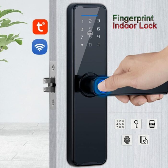 KASTWAVE Smart Lock Fingerprint Door Lock Keypad Door Lock with Handle Fingerprint Electronic Deadbolt Smart Door Lock Compatible with Tuya APP - Image 3