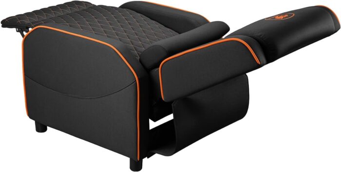 Cougar Ranger One Gaming Sofa, Breathable Woven Fabric, Side Storage Pocket, Headrest & Lumbar Pillow, Adjustable Design, Up To 150 Kg Capacity - Black & Orange - Image 3