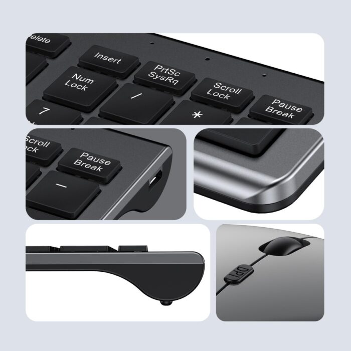 Necomi Rechargeable Keyboard and Mouse Wireless,USB A & Type C Receiver 2.4G Mouse and keyboard,Type C charging(English+Arabic) - Image 3