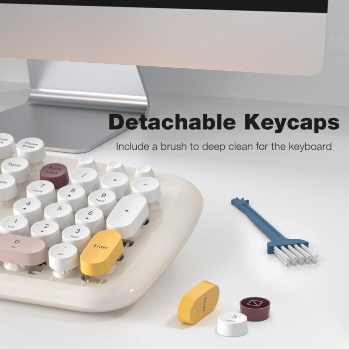 BIGTHREE Wireless Keyboard and Mouse Combo, 104 Keys Full-Sized 2.4G Retro Typewriter Computer Keyboard and 3 Level Adjustable Wireless Mouse, for Mac, Windows 7/8/10, Laptop, Desktop, PC, Computer - Image 5