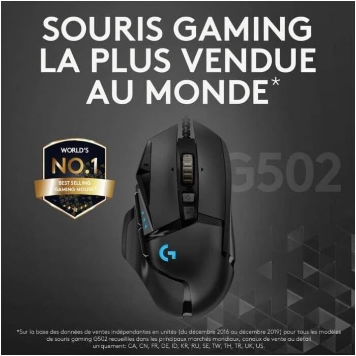 Logitech G502 HERO High Performance Wired Gaming Mouse, HERO 25K Sensor, 25,600 DPI, RGB, Adjustable Weights, 11 Programmable Buttons, On-Board Memory, PC / Mac - Black - Image 2