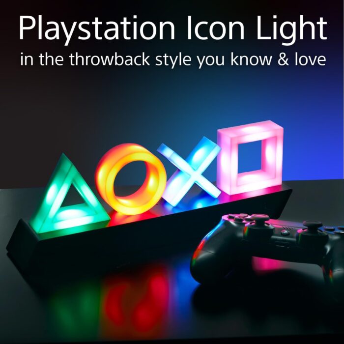 PATHEA Paladone Playstation Icons Light with 3 Light Modes - Music Reactive Game Room Lighting (PS4), Multi-Colour - Image 3