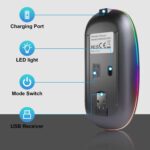 Necomi Wireless Bluetooth Mouse, LED Slim Dual Mode (Bluetooth 5.1 + USB) 2.4GHz Rechargeable Silent Bluetooth Wireless Mouse, Computer Mice with USB Receiver(Black) - Image 9