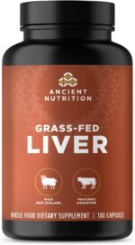 Organ Supplements by Ancient Nutrition, Grass-Fed and Wild Organ Complex Capsules, Beef & Lamb Liver, Supports Healthy Blood, Gut, and Liver, 180 Ct