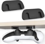AMERTEER Under Desk Controller Mount | 2 Pack Gamepad Holder for PS5, PS4, Xbox, Switch | Adhesive Gaming Accessories Stand for Table or Shelf | Game Controller Organizer Hook (Black)