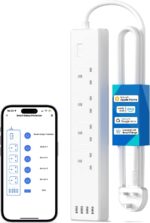 Meross Smart Power Strip - Apple HomeKit, Alexa, Google Home Compatible - 4 AC Outlets, 4 USB Ports, Wi-Fi Surge Protector - White