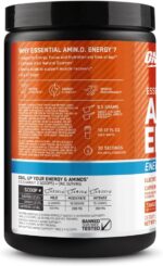 Optimum Nutrition (ON) Amino Energy Plus Electrolytes Powder - Pre Workout, Bcaas, Amino Acids, Keto Friendly, Anytime Energy Powder - Tangerine Wave, 285 G, 30 Servings - Image 8