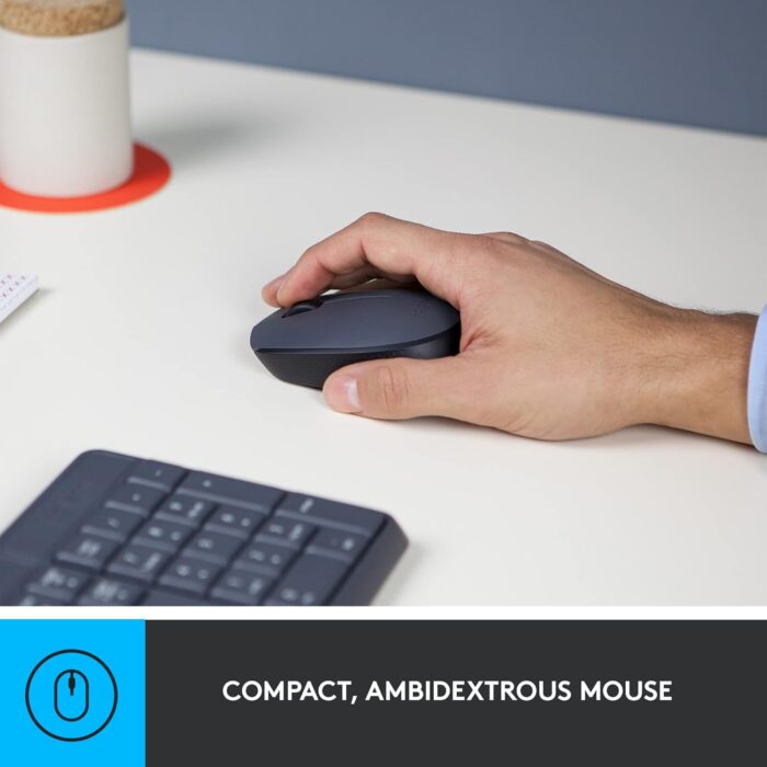 Logitech MK235 Wireless Keyboard and Mouse Combo for Windows, 2.4 GHz Wireless with Unifying USB-Receiver, Wireless Mouse, 15 FN Keys, 3-Year Battery Life, PC/Laptop, Arabic/English Layout - Black - Image 2