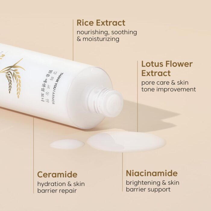 THANKYOU FARMER Rice Pure Essential Toner 200ml - Korean Rice Milky Toner, K-Beauty Skincare, Niacinamide, Vegan - Image 5