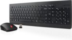 Lenovo 510 Wireless Keyboard & Mouse Combo, 2.4 GHz Nano USB Receiver, Full Size, Island Key Design, Left or Right Hand, 1200 DPI Optical Mouse, GX30N81775, Black