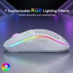 Azonee Wireless Mouse Wireless Gaming Mouse, Rechargeable Pc Mouse with RGB Backlight 6 Buttons Adjustable Lightweight Honeycomb Shell for Laptops, PC, Computers, Etc. (Wireless White) - Image 4