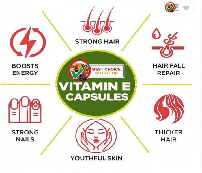 Best Choice Nutrition Vitamin E, 50 capsules |for beautiful skin, healthy hair and eyes - Image 4