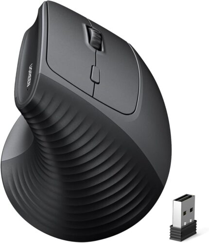 UGREEN Ergonomic Vertical Mouse, 2.4GHz Optical Wireless Mouse, 3 Adjustable DPI 800/1200/1600 Levels 6 Buttons Mouse Wireless, for Laptop, PC, Computer, Desktop, Notebook etc, Black Mice