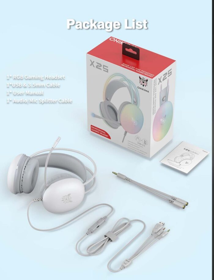 Gaming Headset with Microphone, RGB Rainbow Lighting, PC Wired Lightweight Gaming Headphones for PS4/PS5/Laptop/MAC, 3.5mm Audio Over Ear Headphone, Stereo Surround Sound, Self-Adjusting Headband - Image 8