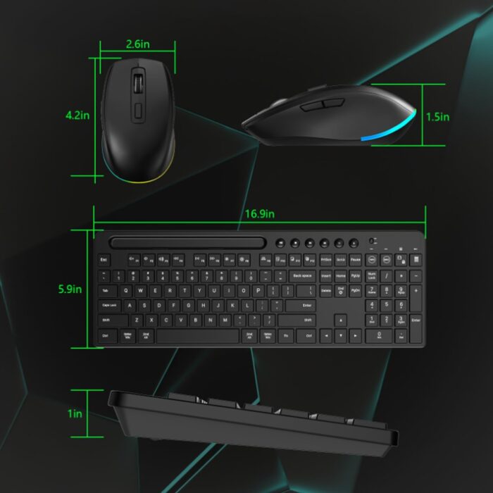 STAYOUNG Wireless Keyboard and Mouse Combo - 2.4G Ergonomic Computer Keyboard and Mouse Set with Card Slot Design, RGB Backlight, Type-C Charging, Stable Connection, Suitable for Home, School, Office - Image 2